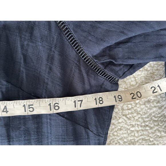 MADEWELL Tie-Waist Tiered Midi Dress Windowpane Navy Blue Button Up Size 8 - Picture 12 of 16